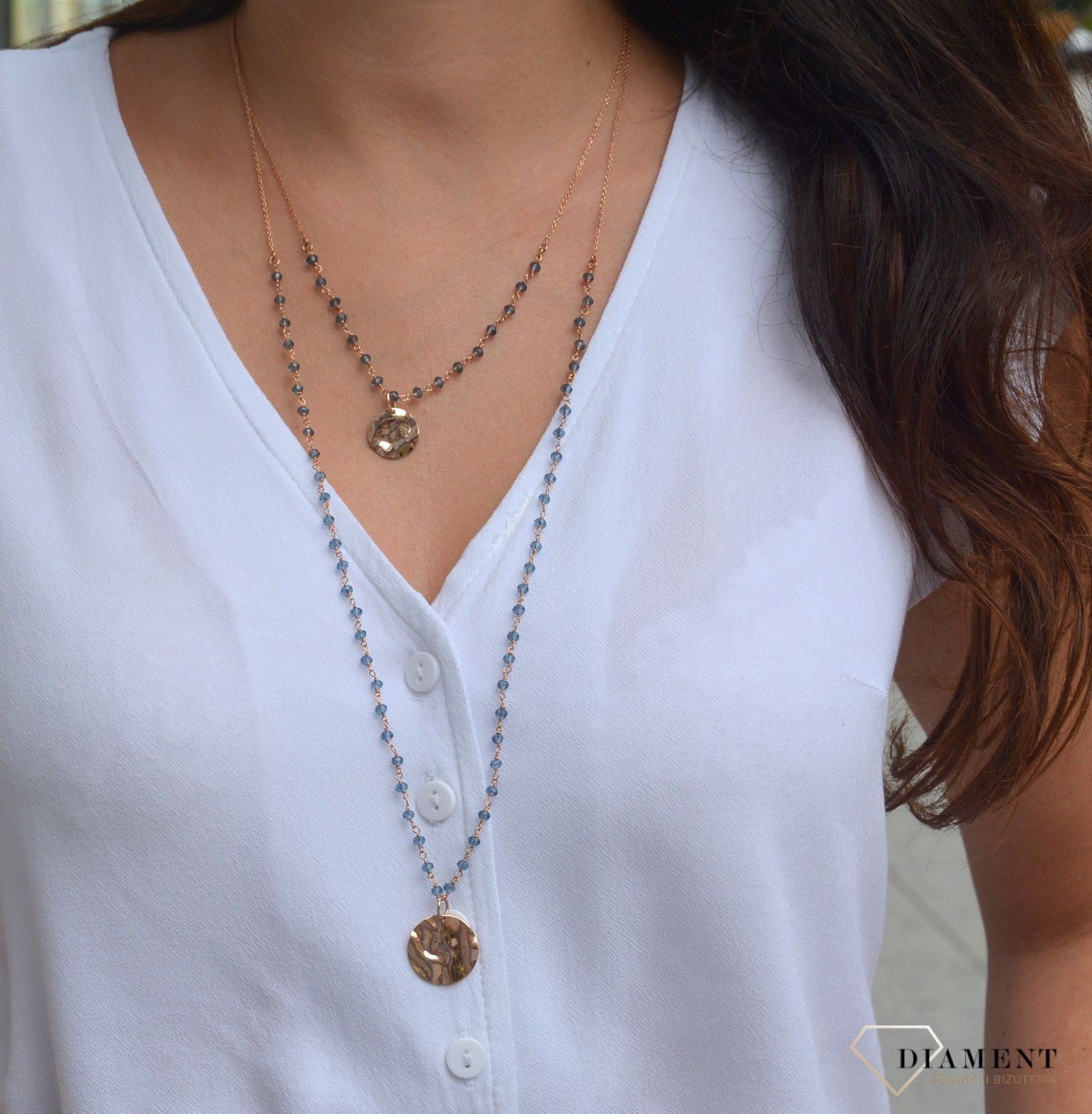 Srebrny naszyjnik długi koraliki granatowe Dall'Aqcua C RM 19887 0137.jpg